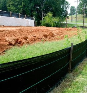 The ground being dug up as a part of Stormwater management